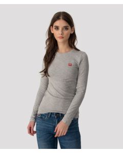 ELIZABETH LONG ROUND L.S.TOP, GREY MELANGE