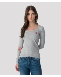 ELIZABETH LONG V L.S.TOP, GREY MELANGE