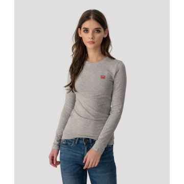 ELIZABETH LONG ROUND L.S.TOP, GREY MELANGE