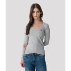 ELIZABETH LONG V L.S.TOP, GREY MELANGE